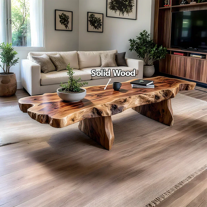 Live-Edge Natural Solid Wood Coffee Table – Handcrafted Slab Design - Elitegemse - View 5