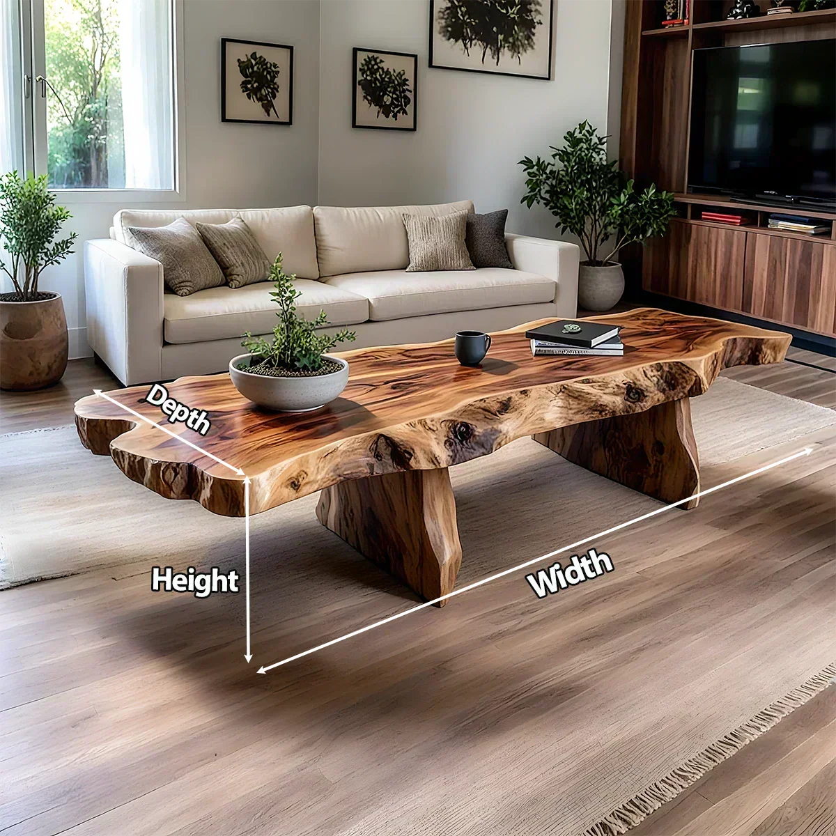 Live-Edge Natural Solid Wood Coffee Table – Handcrafted Slab Design - Elitegemse - View 6