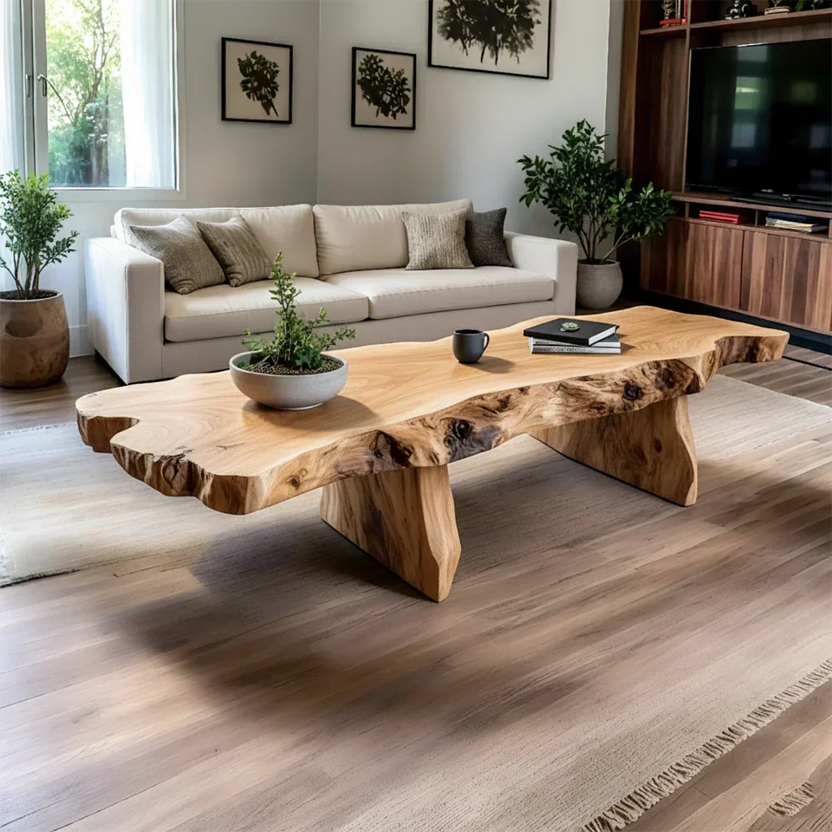 Live-Edge Natural Solid Wood Coffee Table – Handcrafted Slab Design - Elitegemse - View 8