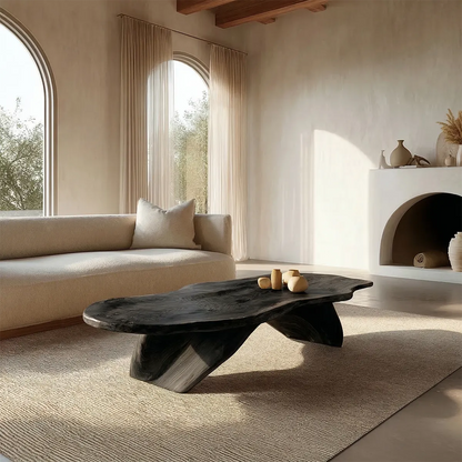 Live Edge Natural Solid Wood Coffee Table with Organic Sculptural Base - Elitegemse - View 8