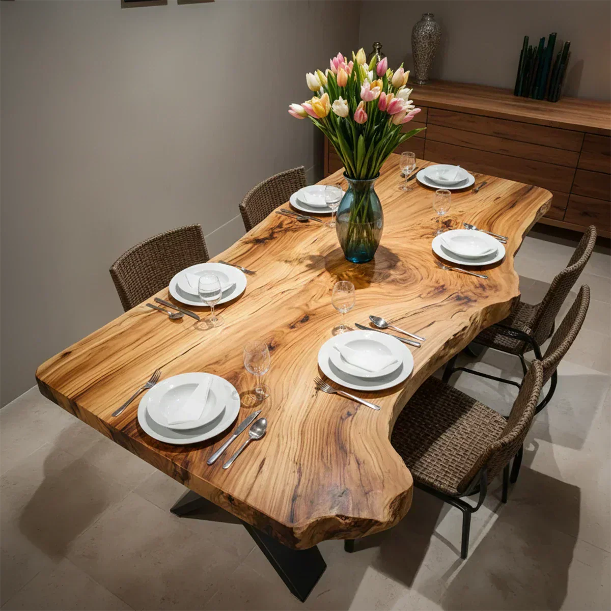 Live-Edge Natural Solid Wood Dining Table - Elitegemse - View 2