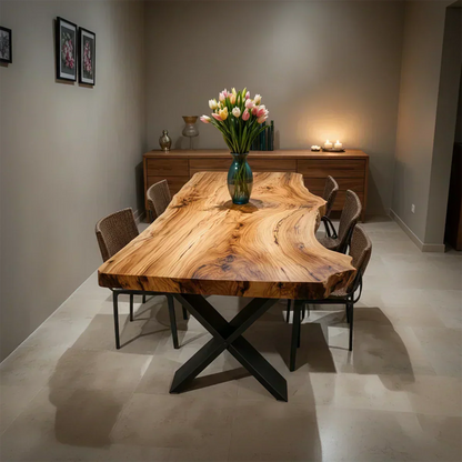 Live-Edge Natural Solid Wood Dining Table - Elitegemse - View 3