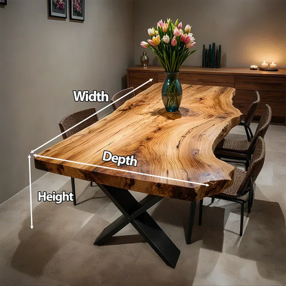 Live-Edge Natural Solid Wood Dining Table - Elitegemse - View 6