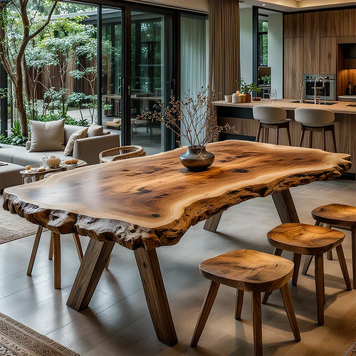 Live Edge Natural Solid Wood Dining Table – Handcrafted Luxury - Elitegemse