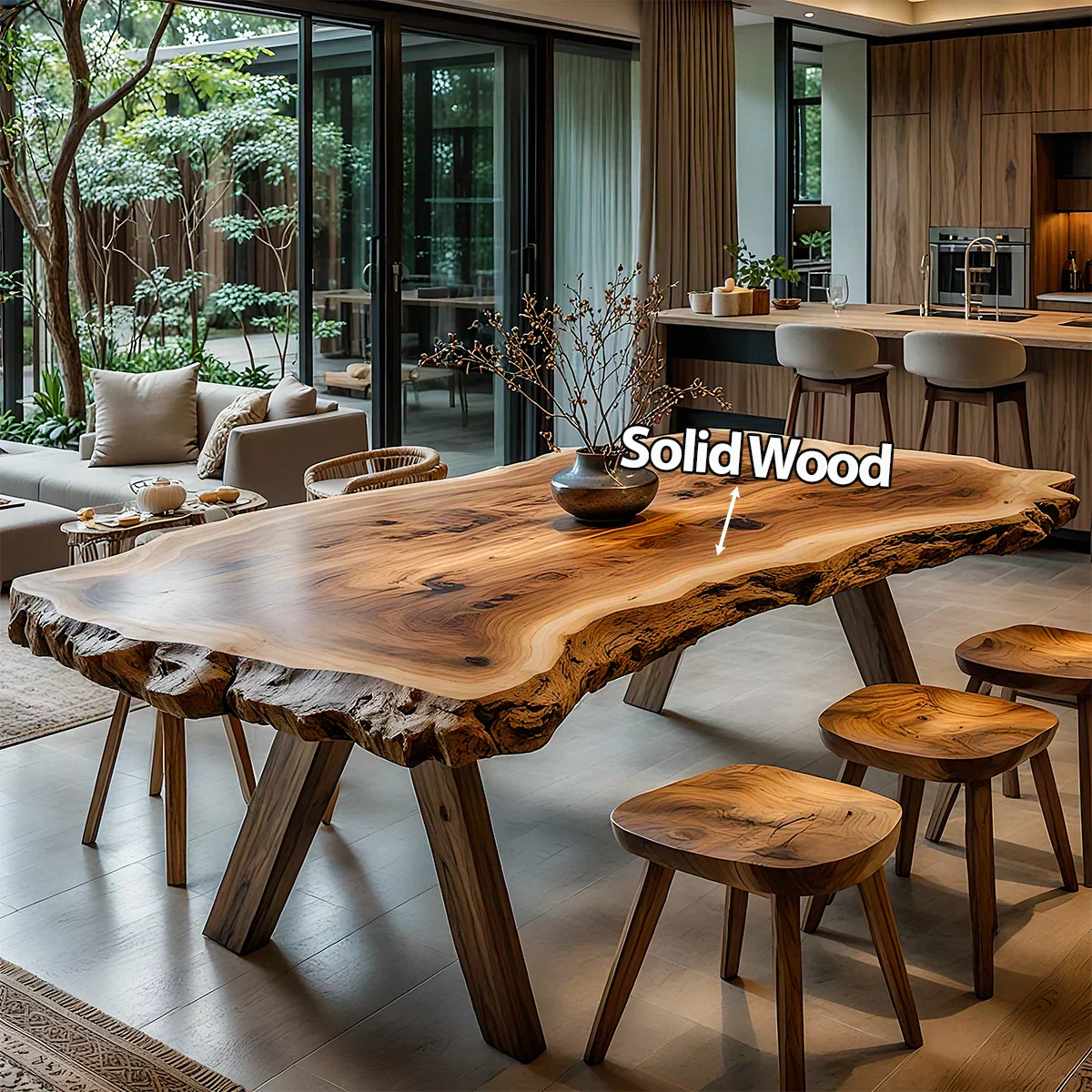Live Edge Natural Solid Wood Dining Table – Handcrafted Luxury - Elitegemse - View 5