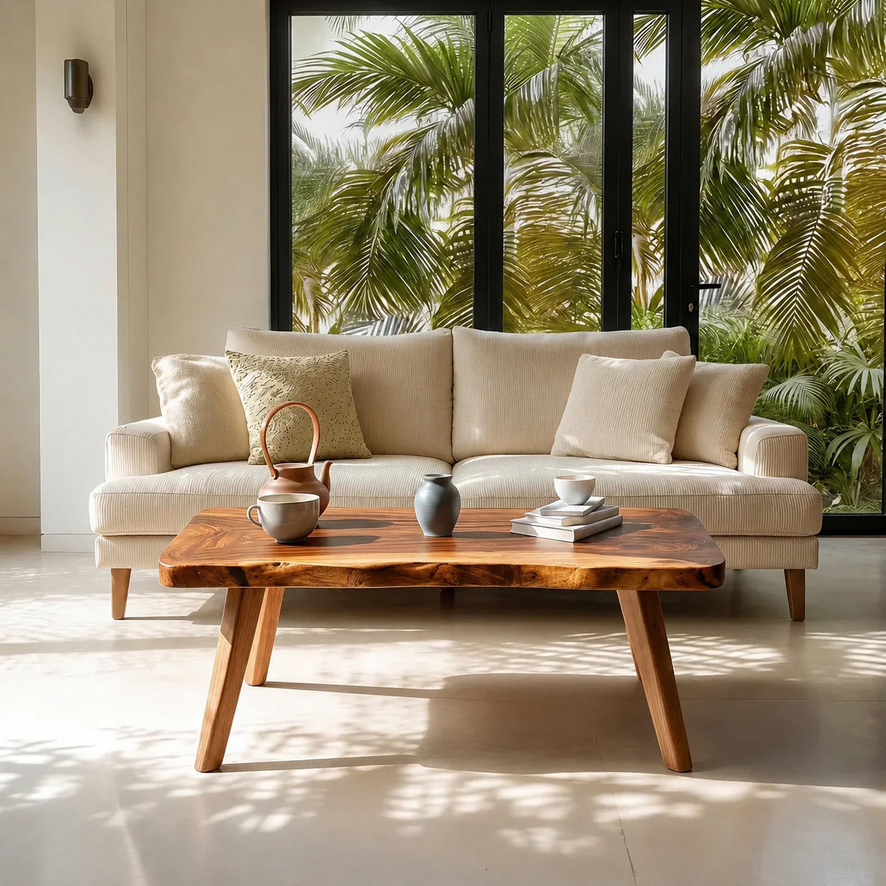 Live Edge Slab Coffee Table with Angled Legs in Natural Solid Wood - Elitegemse - View 10