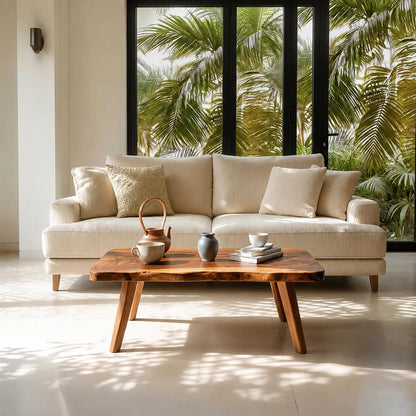 Live Edge Slab Coffee Table with Angled Legs in Natural Solid Wood - Elitegemse - View 9