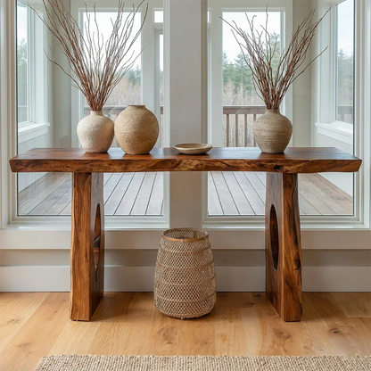 Live Edge Solid Wood Console Table with Sculptural Organic Base - Elitegemse - View 3