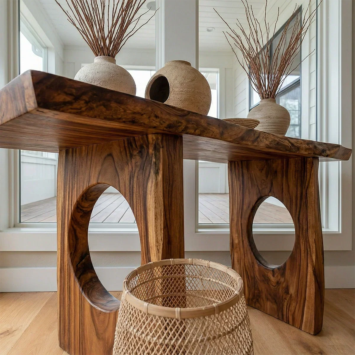 Live Edge Solid Wood Console Table with Sculptural Organic Base - Elitegemse - View 4