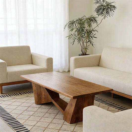Minimalist Solid Wood Coffee Table – Natural Wood Slab Coffee Table - Elitegemse