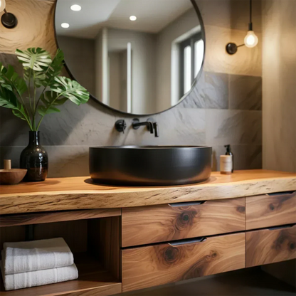 Modern Floating Natural Solid Wood Bathroom Vanity - Elitegemse - View 5