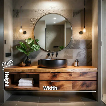 Modern Floating Natural Solid Wood Bathroom Vanity - Elitegemse - View 7