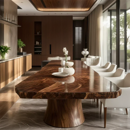 Natural Solid Wood Dining Table in Contemporary Luxury Style - Elitegemse