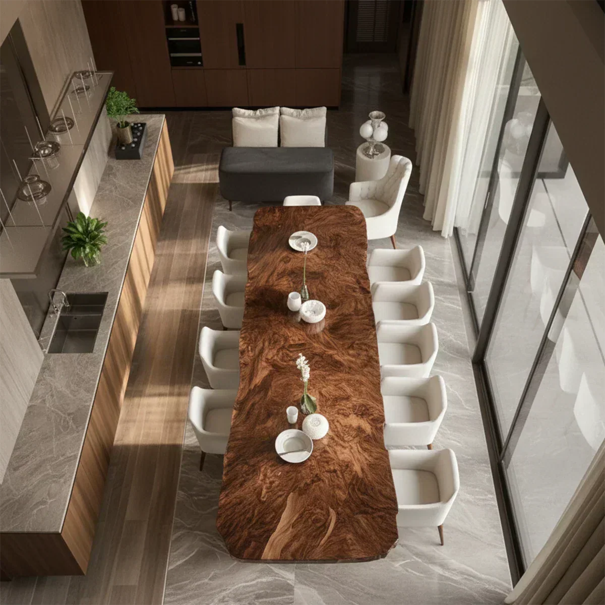 Natural Solid Wood Dining Table in Contemporary Luxury Style - Elitegemse - View 2