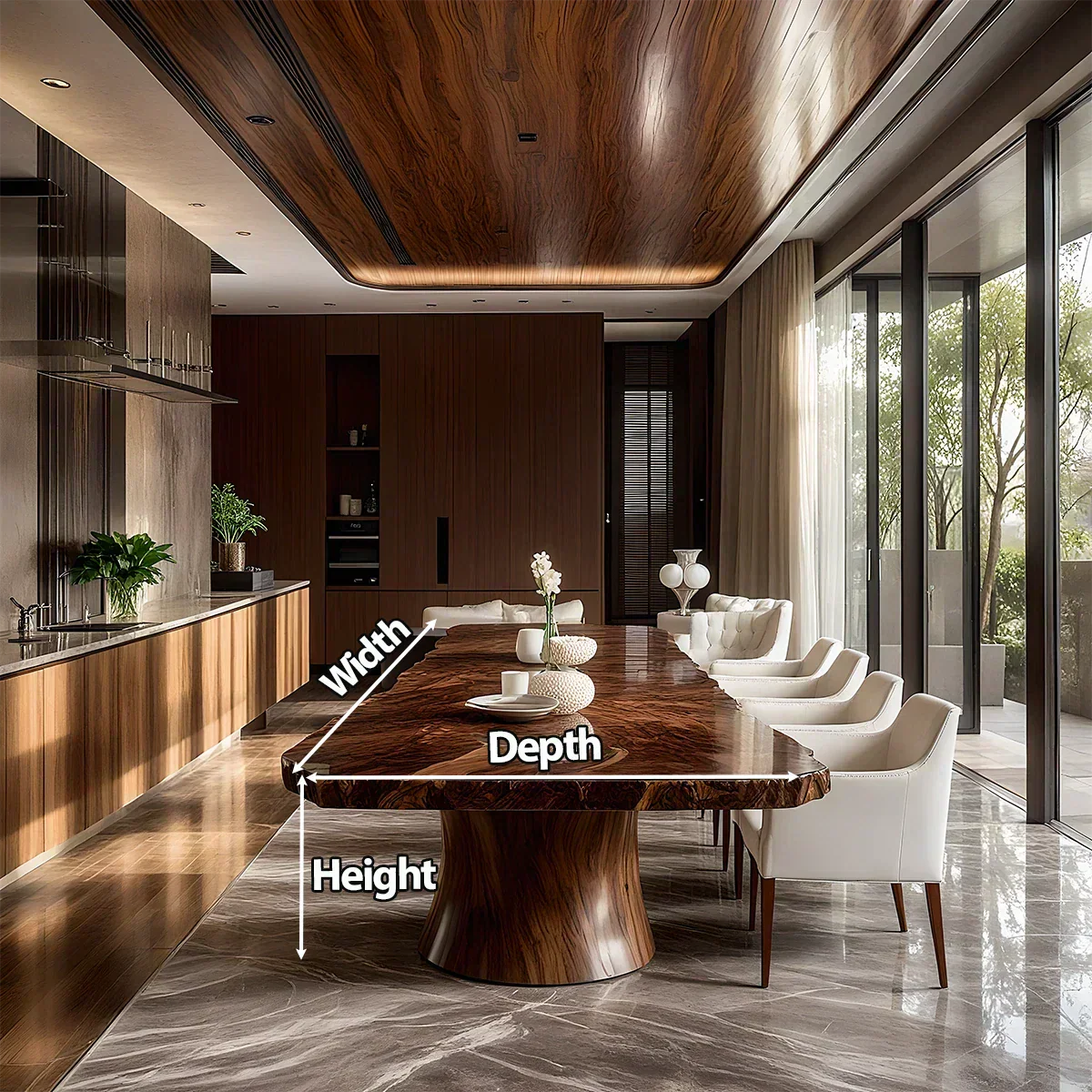 Natural Solid Wood Dining Table in Contemporary Luxury Style - Elitegemse - View 5