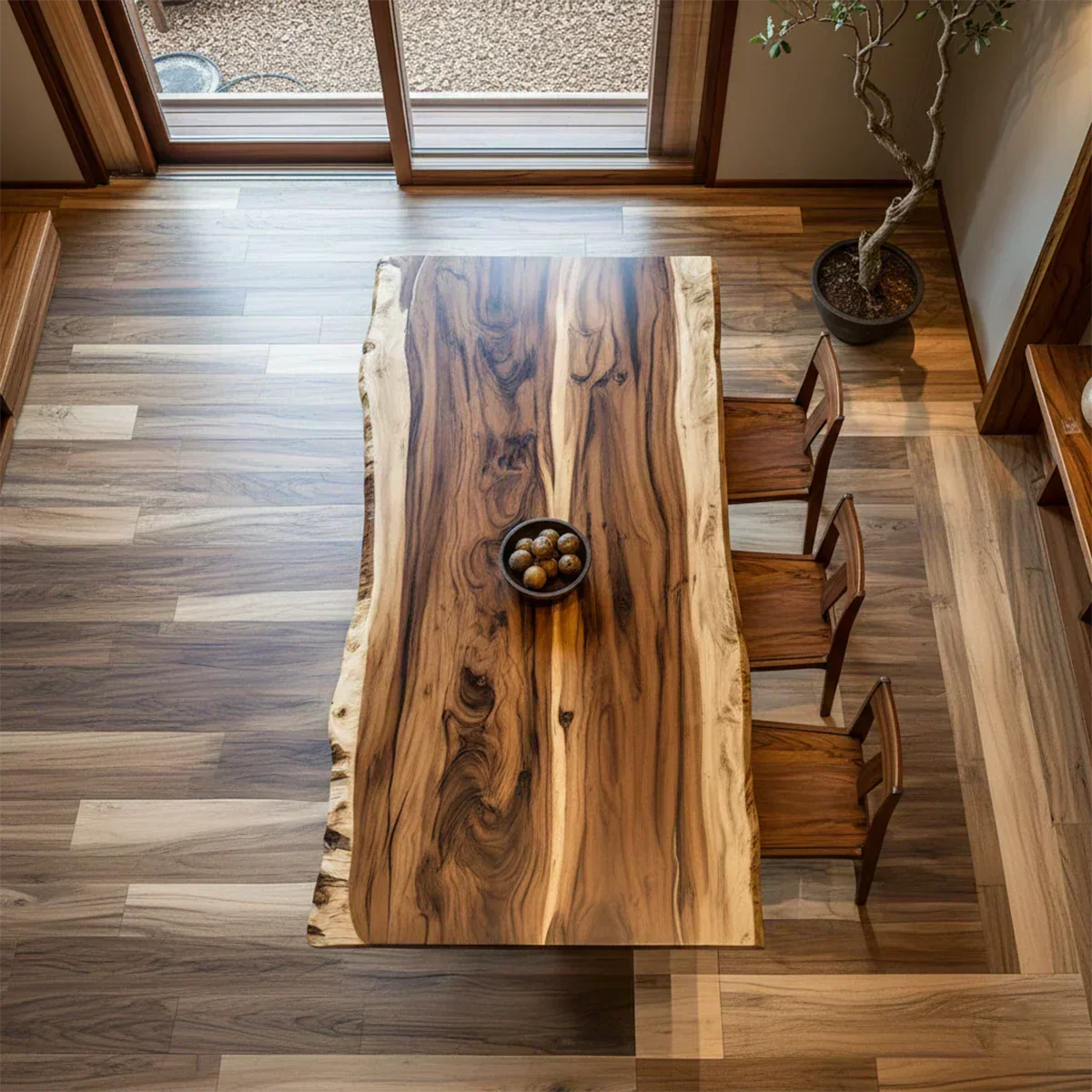 Natural Solid Wood Dining Table in Japandi Rustic Luxury Style – A Warm - Elitegemse - View 2
