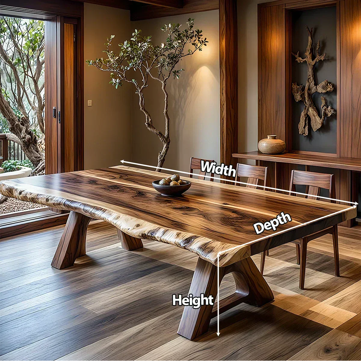 Natural Solid Wood Dining Table in Japandi Rustic Luxury Style – A Warm - Elitegemse - View 5