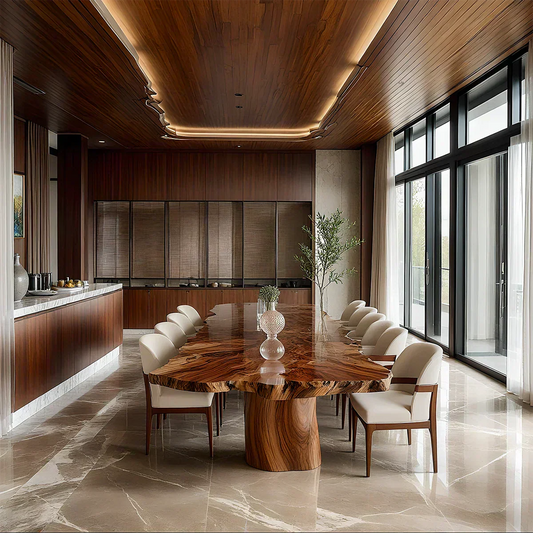 Natural Solid Wood Dining Table in Modern Luxury Style - Elitegemse