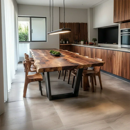 Natural Solid Wood Dining Table in Modern Rustic Luxury Style - Elitegemse - View 2