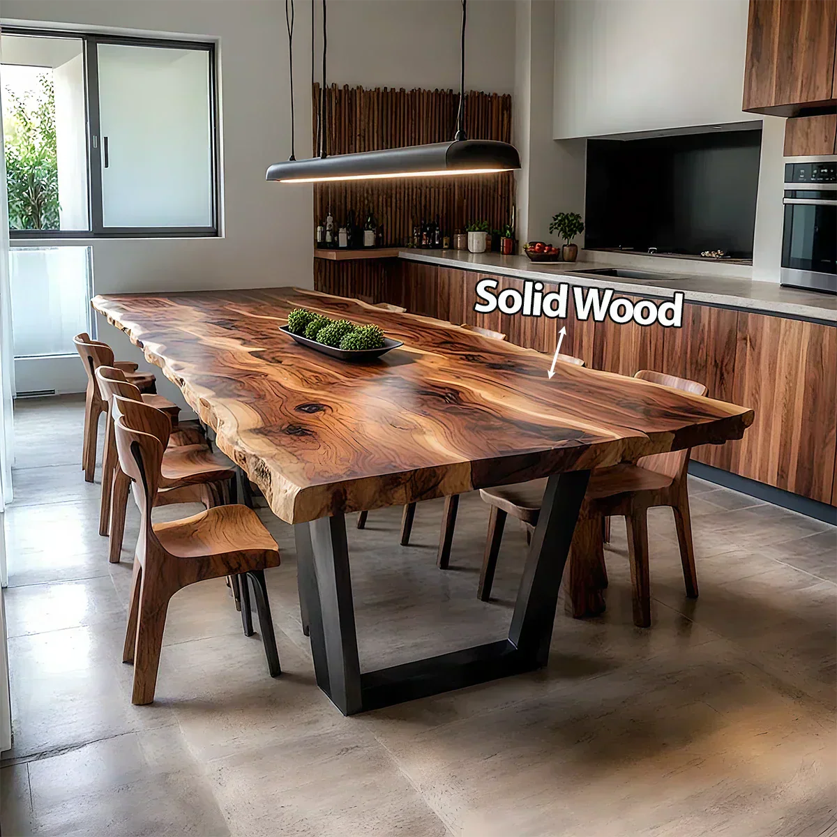 Natural Solid Wood Dining Table in Modern Rustic Luxury Style - Elitegemse - View 5