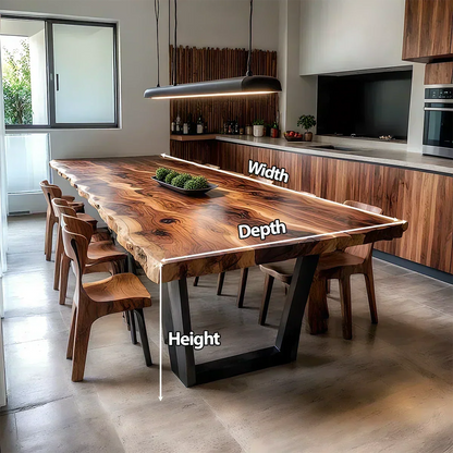 Natural Solid Wood Dining Table in Modern Rustic Luxury Style - Elitegemse - View 6