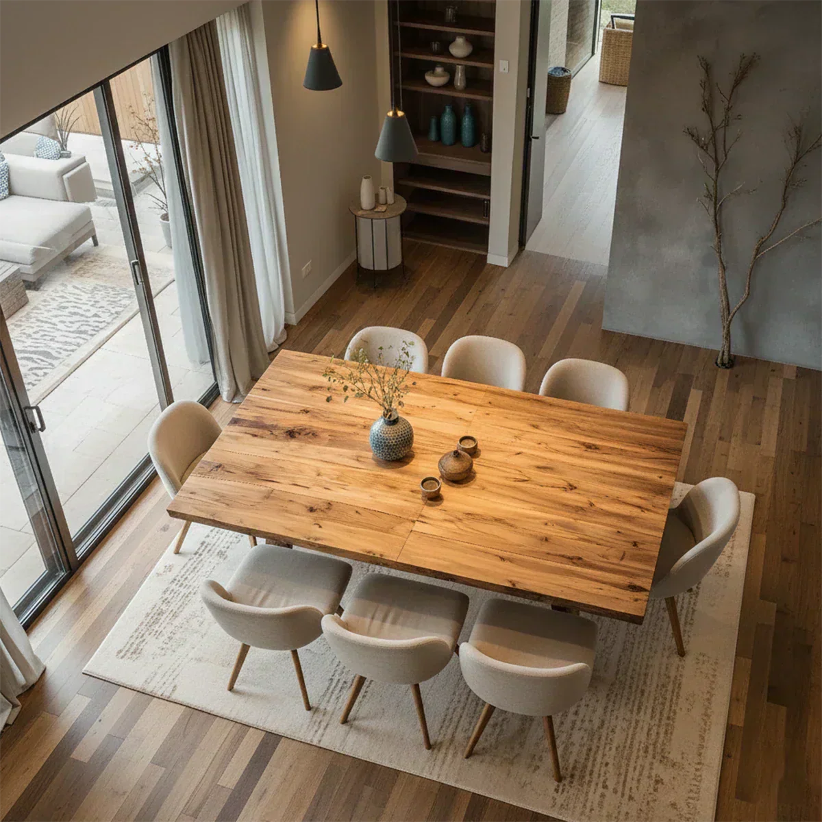 Natural Solid Wood Dining Table in Rustic Luxury Style – A Warm, Handcrafted Centerpiece - Elitegemse - View 3