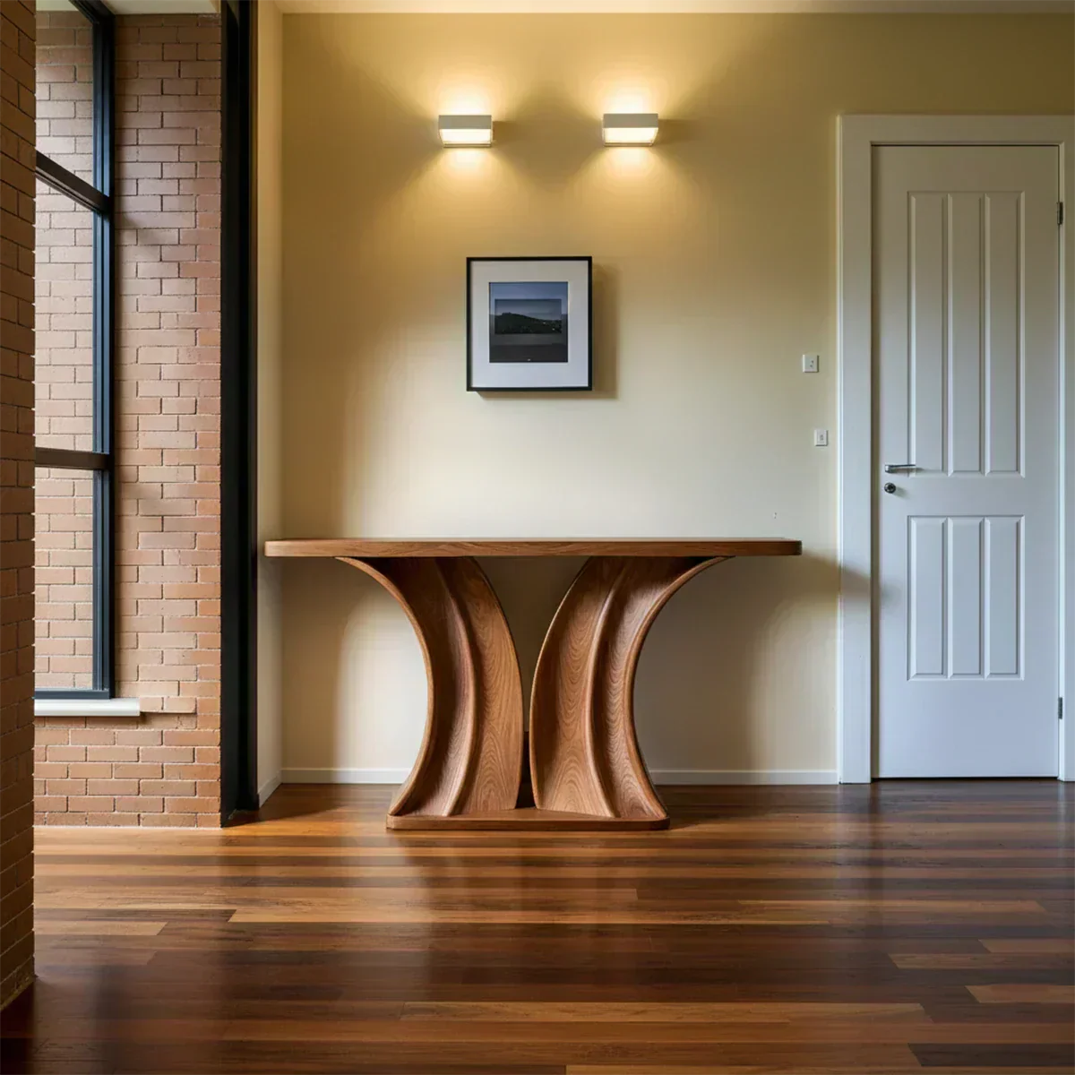 Natural Solid Wood Dual-Sculpt Form Console Table in Modern Luxury Style - Elitegemse - View 2
