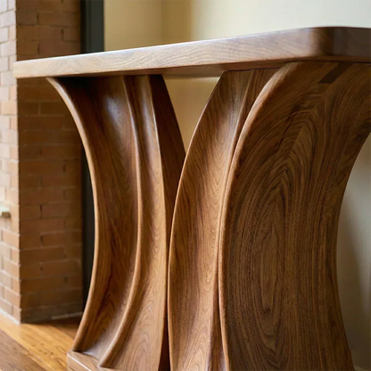 Natural Solid Wood Dual-Sculpt Form Console Table in Modern Luxury Style - Elitegemse - View 3
