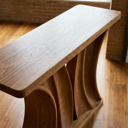 Natural Solid Wood Dual-Sculpt Form Console Table in Modern Luxury Style - Elitegemse - View 4