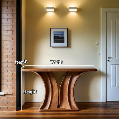 Natural Solid Wood Dual-Sculpt Form Console Table in Modern Luxury Style - Elitegemse - View 6