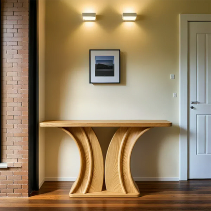 Natural Solid Wood Dual-Sculpt Form Console Table in Modern Luxury Style - Elitegemse - View 8