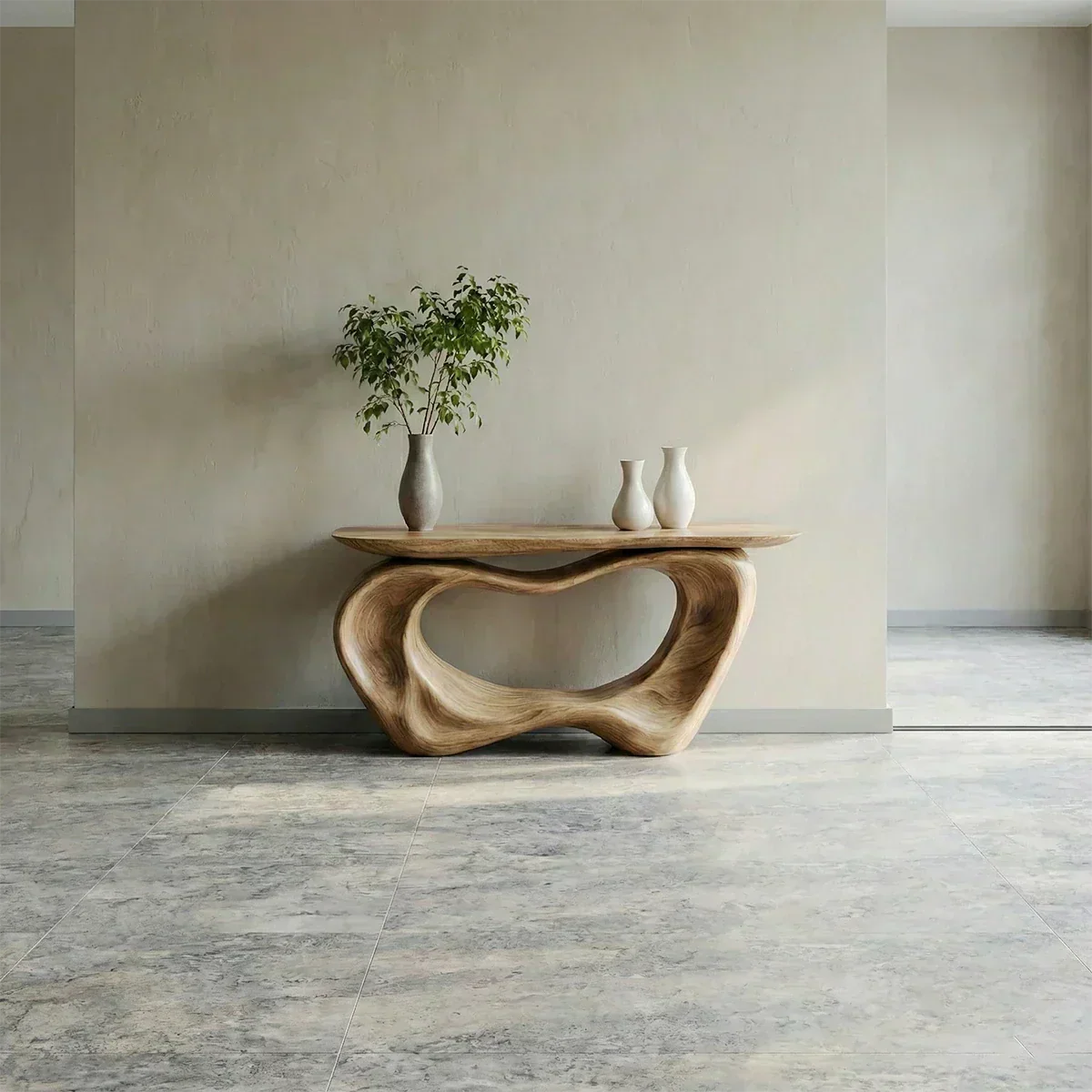 Natural Solid Wood Japandi Artistic Flow Console Table - Elitegemse - View 2