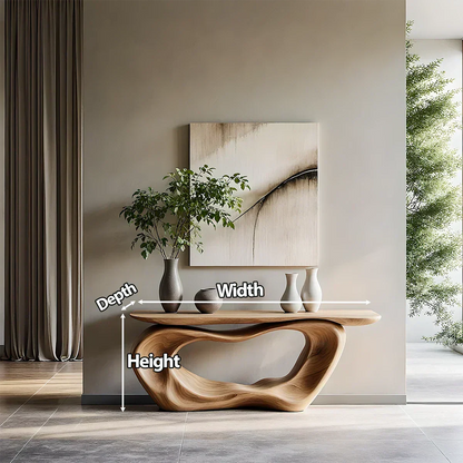 Natural Solid Wood Japandi Artistic Flow Console Table - Elitegemse - View 6