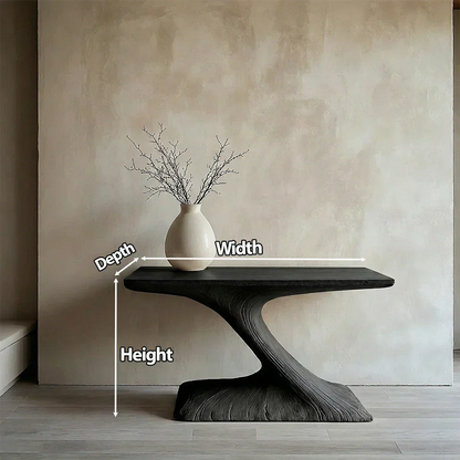 Natural Solid Wood Japandi Sculptural Console Table - Elitegemse - View 6