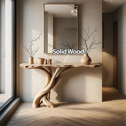 Natural Solid Wood Japandi Twisted-Root Console Table - Elitegemse - View 4