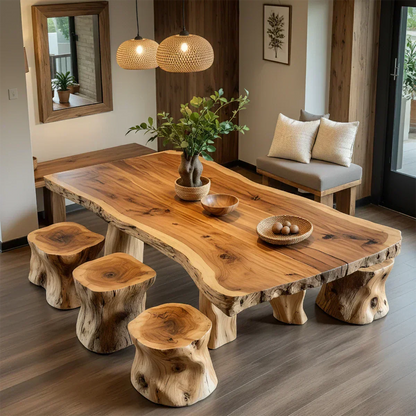 Natural Solid Wood Live-Edge Dining Table - Elitegemse - View 2