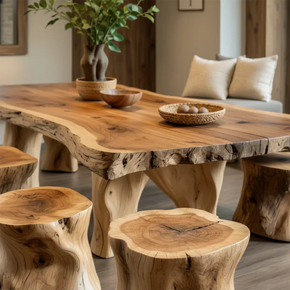 Natural Solid Wood Live-Edge Dining Table - Elitegemse - View 3