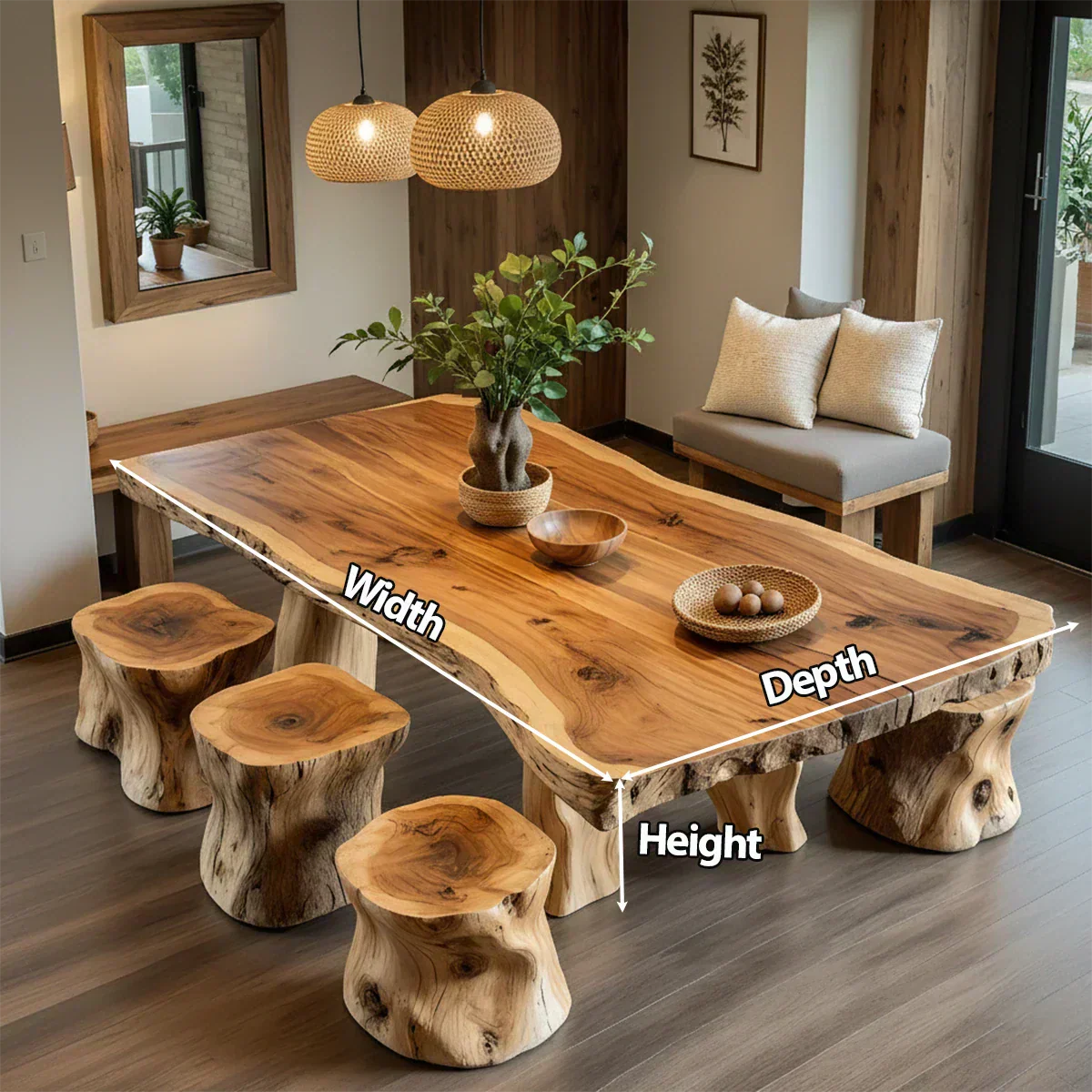 Natural Solid Wood Live-Edge Dining Table - Elitegemse - View 5