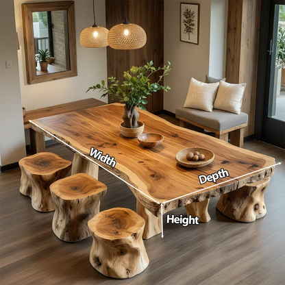Natural Solid Wood Live-Edge Dining Table - Elitegemse - View 5
