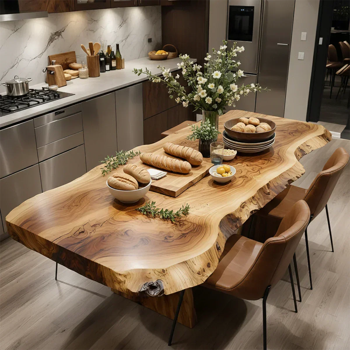 Natural Solid Wood Live-Edge Dining Table - Elitegemse - View 3