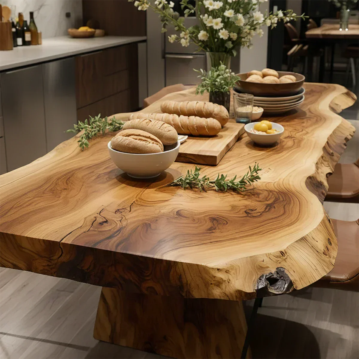 Natural Solid Wood Live-Edge Dining Table - Elitegemse - View 4
