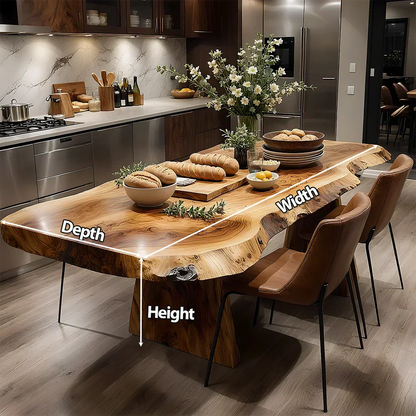 Natural Solid Wood Live-Edge Dining Table - Elitegemse - View 6