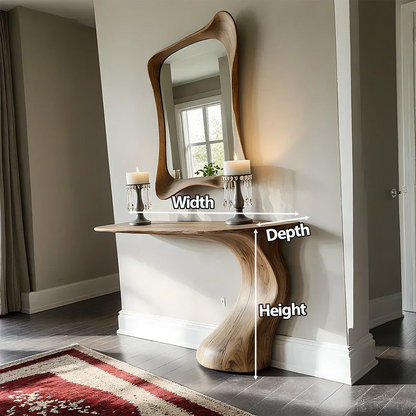 Natural Solid Wood Sculptural Console Table in Modern Wabi-Sabi Form - Elitegemse - View 6