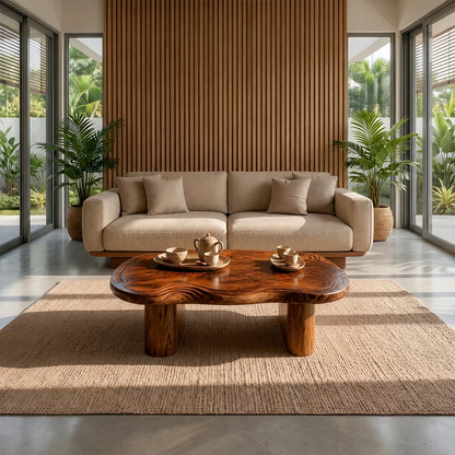 Organic Live Edge Coffee Table – Natural Wood Center Table for Modern Living Room - Elitegemse - View 11
