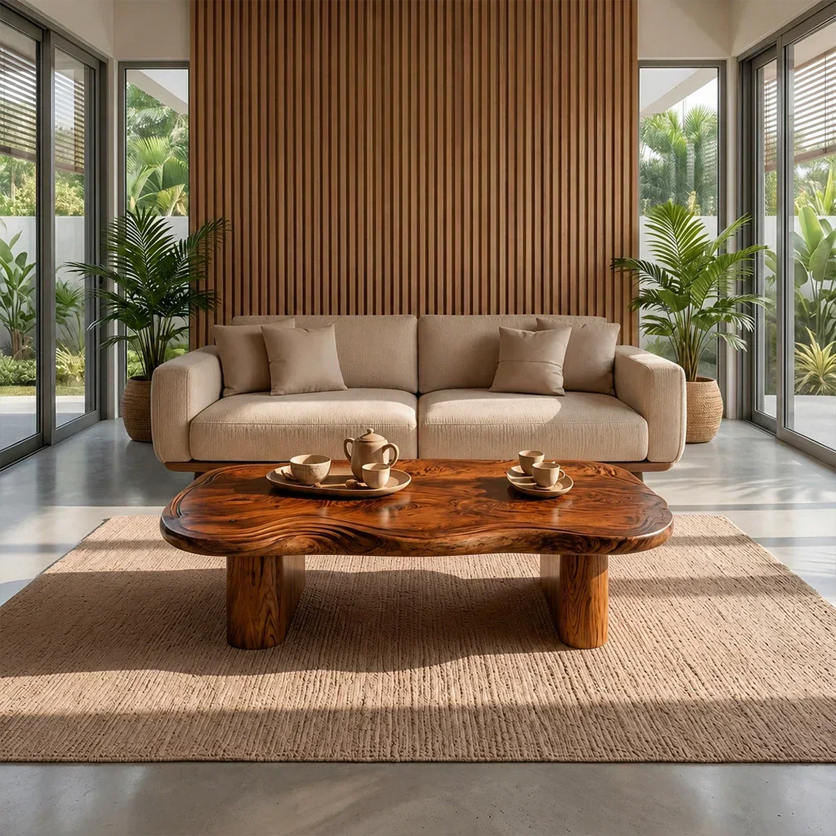 Organic Live Edge Coffee Table – Natural Wood Center Table for Modern Living Room - Elitegemse - View 12