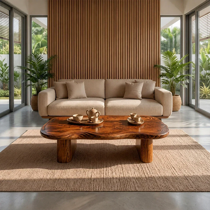 Organic Live Edge Coffee Table – Natural Wood Center Table for Modern Living Room - Elitegemse - View 12