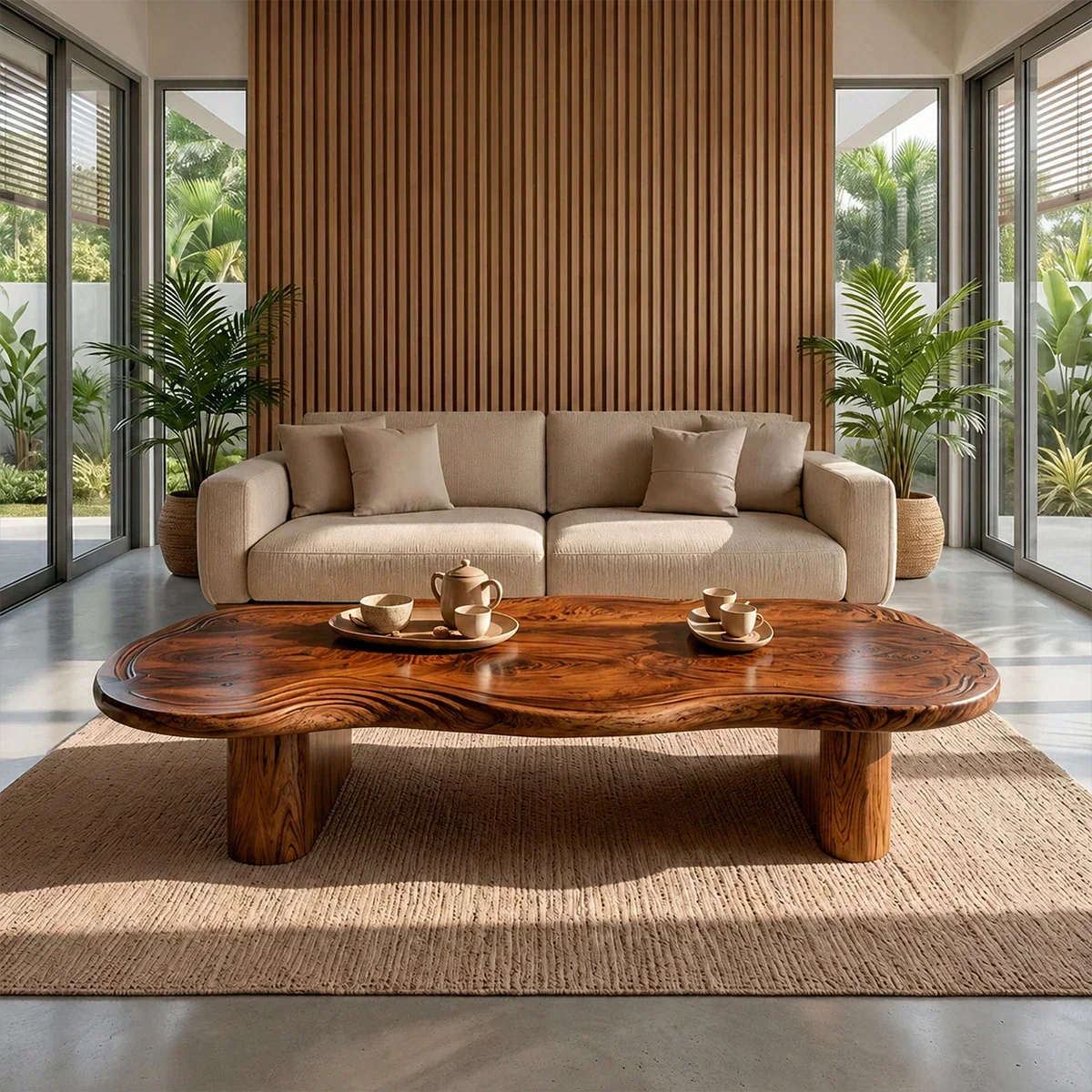 Organic Live Edge Coffee Table – Natural Wood Center Table for Modern Living Room - Elitegemse - View 14