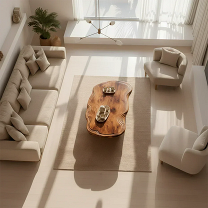 Organic Live Edge Coffee Table – Natural Wood Center Table for Modern Living Room - Elitegemse - View 5