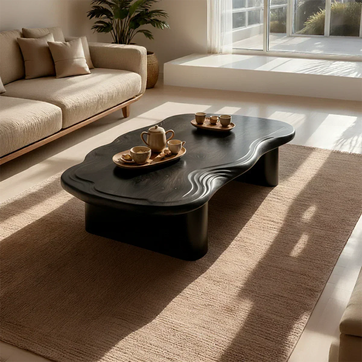 Organic Live Edge Coffee Table – Natural Wood Center Table for Modern Living Room - Elitegemse - View 8