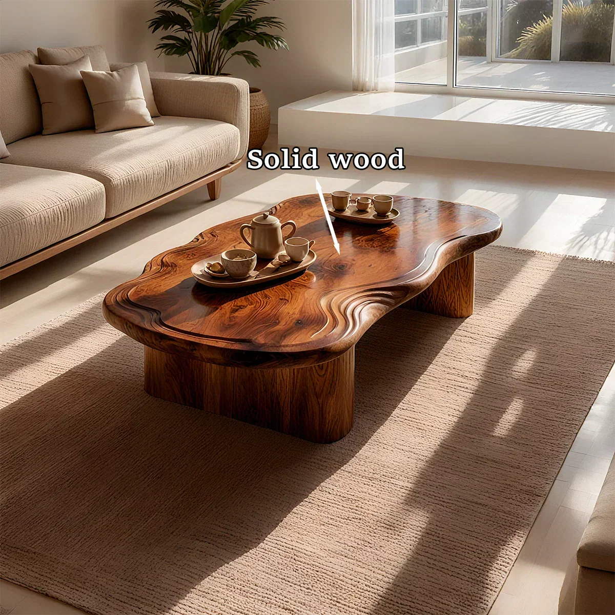 Organic Live Edge Coffee Table – Natural Wood Center Table for Modern Living Room - Elitegemse - View 9
